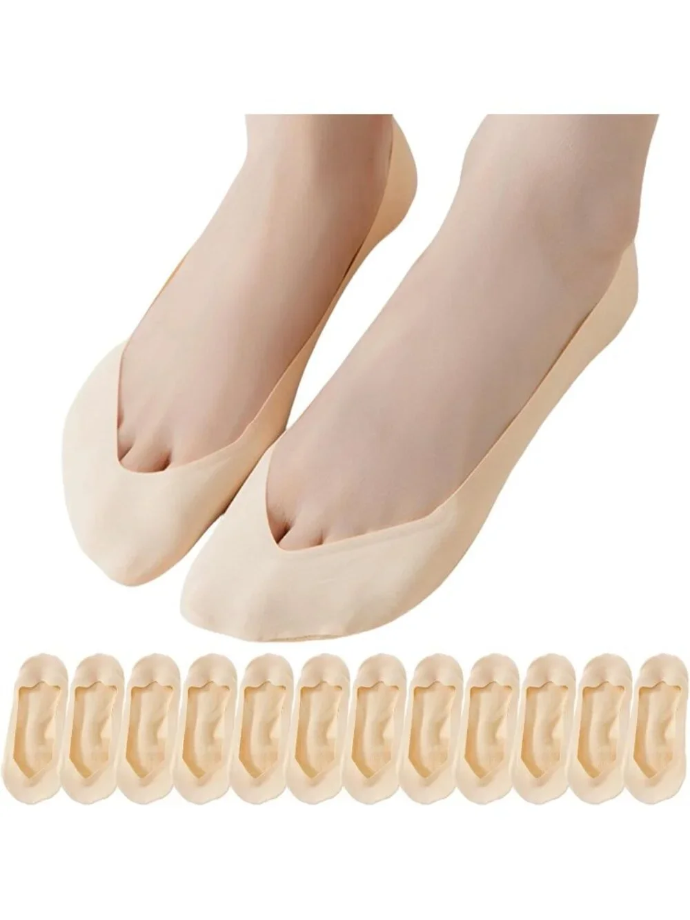 🧦Women's Nude Low Socks Made of Ice Silk Surface on Cotton on the Bottom